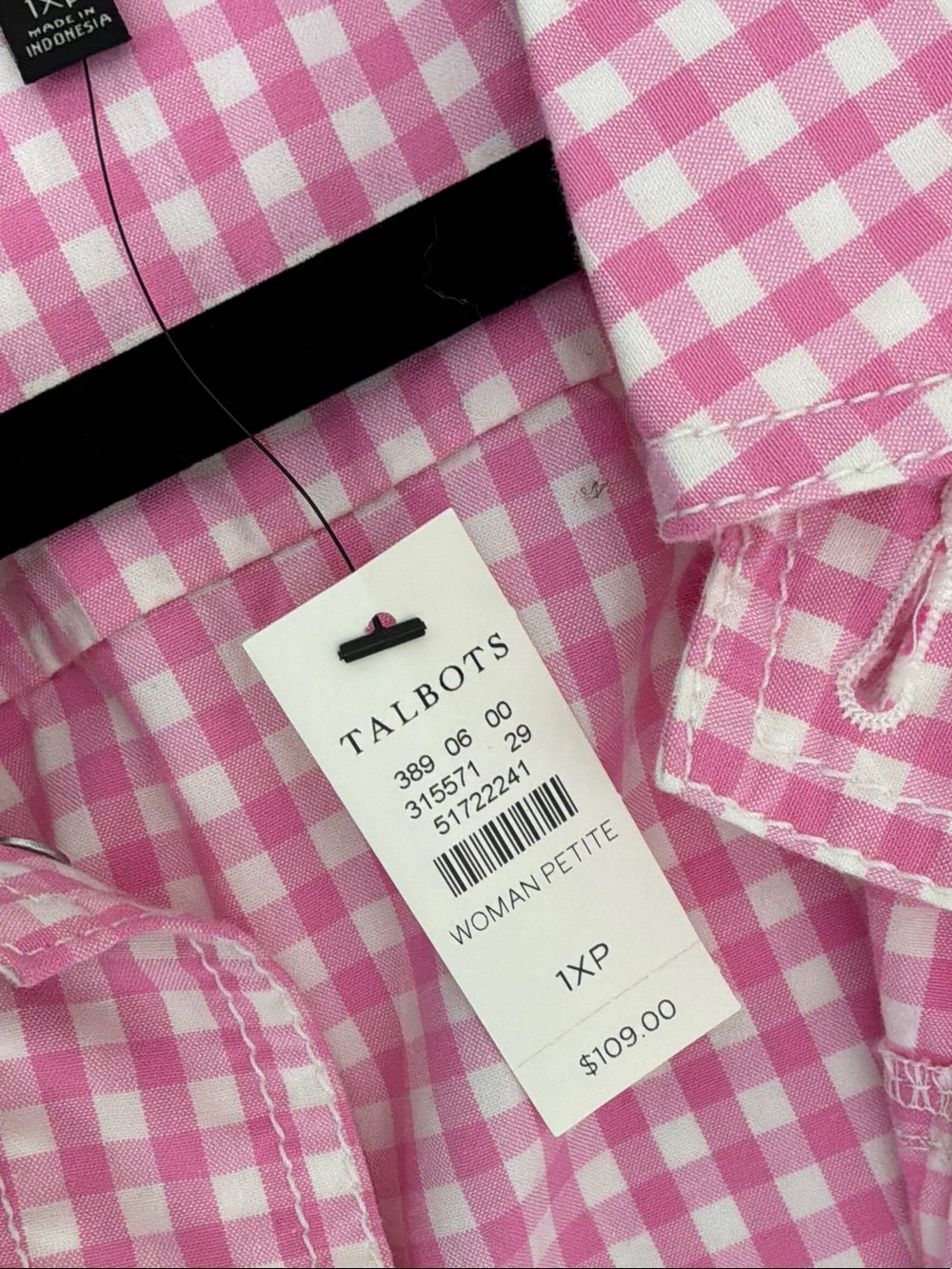 Talbots Pink Gingham Button-Front Cotton Jacket - Picture 8 of 12